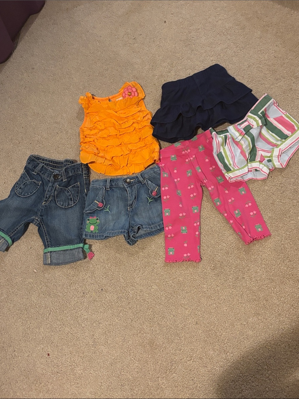 Gymboree Girls Mixed Clothing Bundle - Orange Ruffle Tank & Assorted Bottoms